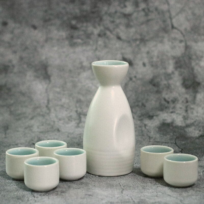 Japanese Style Hip Flasks Vintage Ceramic Sake Pot Cups Set Home Kitchen Office Flagon Liquor Cup acacuss