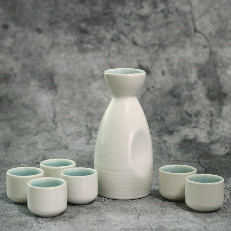 Japanese Style Hip Flasks Vintage Ceramic Sake Pot Cups Set Home Kitchen Office Flagon Liquor Cup acacuss