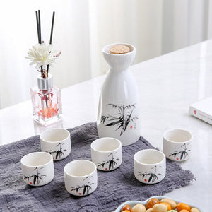 Japanese Style Hip Flasks Vintage Ceramic Sake Pot Cups Set Home Kitchen Office Flagon Liquor Cup acacuss