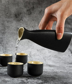 Japanese Style Hip Flasks Vintage Ceramic Sake Pot Cups Set Home Kitchen Office Flagon Liquor Cup acacuss