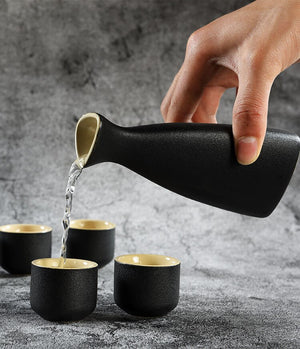 Japanese Style Hip Flasks Vintage Ceramic Sake Pot Cups Set Home Kitchen Office Flagon Liquor Cup acacuss