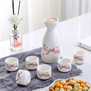 Japanese Style Hip Flasks Vintage Ceramic Sake Pot Cups Set Home Kitchen Office Flagon Liquor Cup acacuss