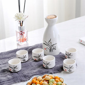 Japanese Style Hip Flasks Vintage Ceramic Sake Pot Cups Set Home Kitchen Office Flagon Liquor Cup acacuss