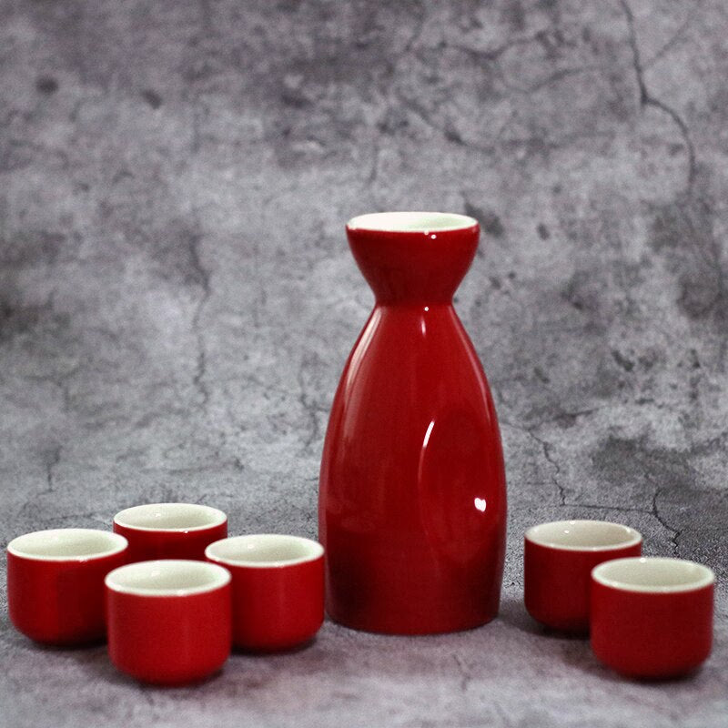 Japanese Style Hip Flasks Vintage Ceramic Sake Pot Cups Set Home Kitchen Office Flagon Liquor Cup acacuss