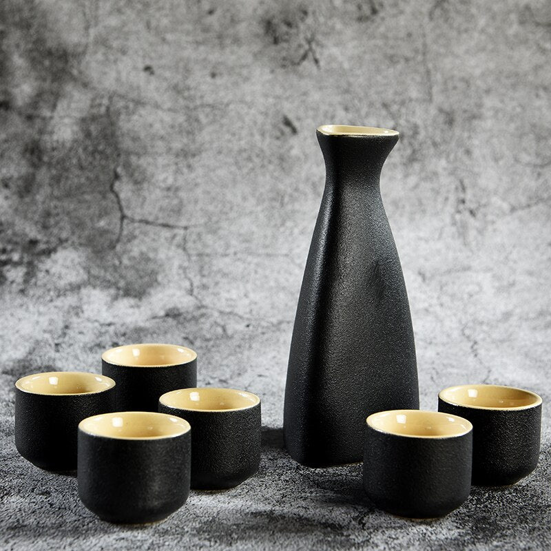 Japanese Style Hip Flasks Vintage Ceramic Sake Pot Cups Set Home Kitchen Office Flagon Liquor Cup acacuss