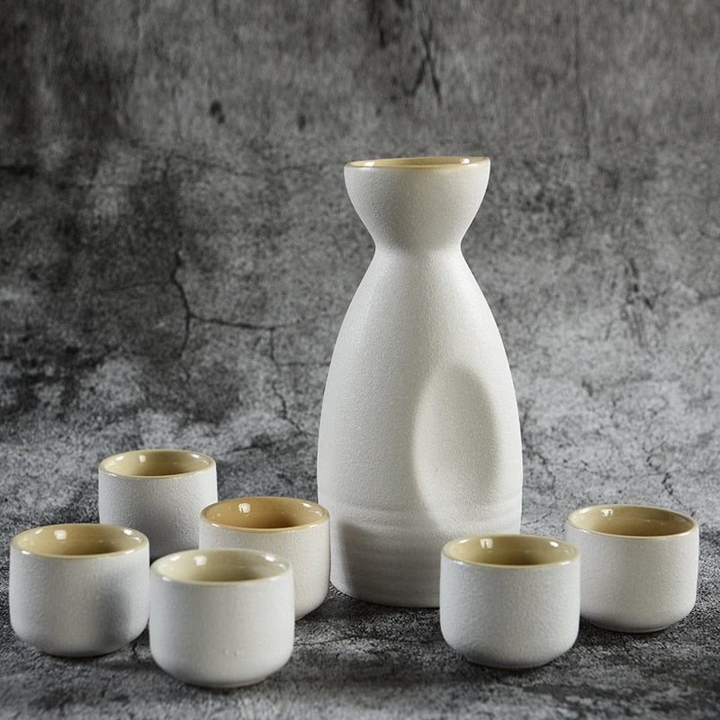 Japanese Style Hip Flasks Vintage Ceramic Sake Pot Cups Set Home Kitchen Office Flagon Liquor Cup acacuss
