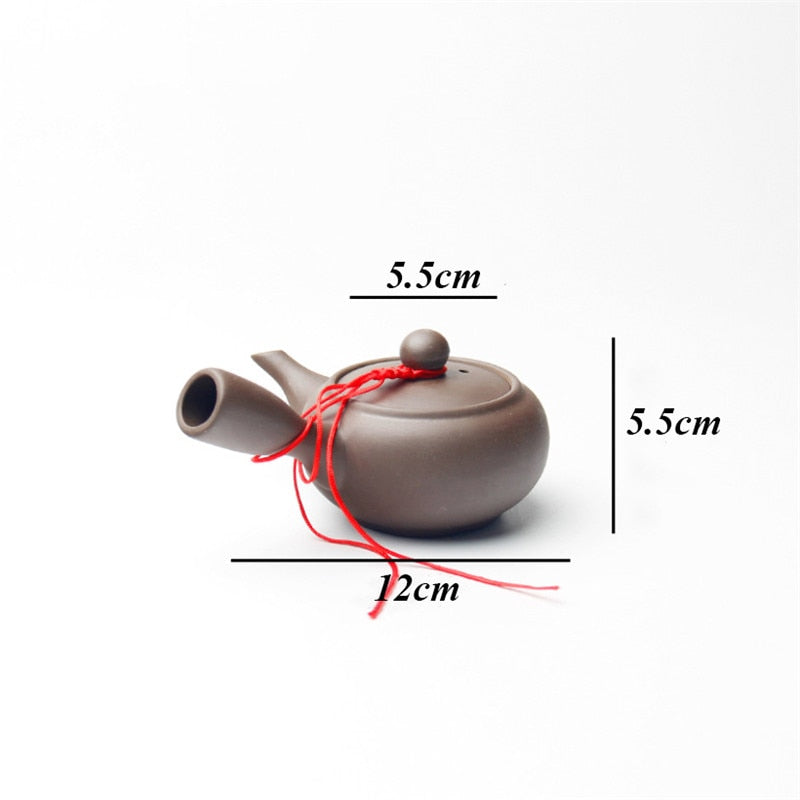 Japanese Style Purple Clay Handmade Tea Pot Chinese Tea Set Creative Office Kung Fu Kettle Ceramic Side Handle Filter Teapot acacuss