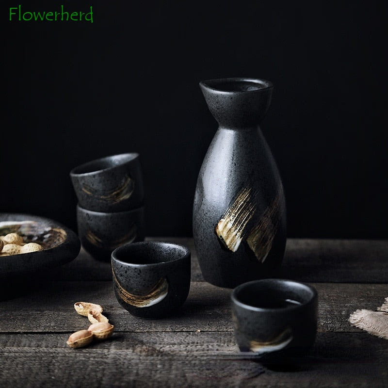 Japanese Style Wine Set, Ceramic Sake Set, Wine Dispenser, White Wine, Rice Wine Cup, Small Wine Glass, Home Drinking Set acacuss