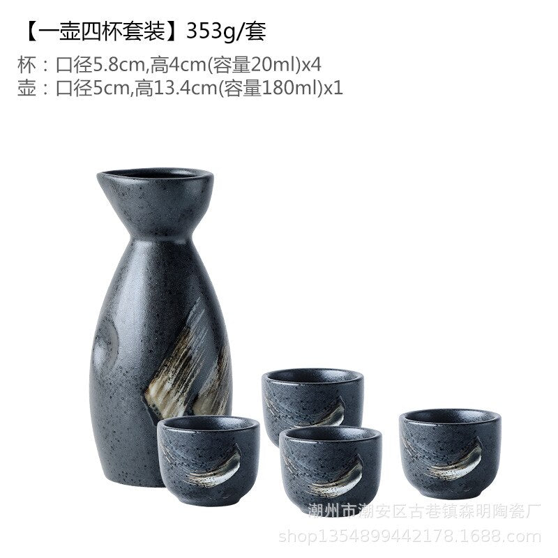 Japanese Style Wine Set, Ceramic Sake Set, Wine Dispenser, White Wine, Rice Wine Cup, Small Wine Glass, Home Drinking Set acacuss