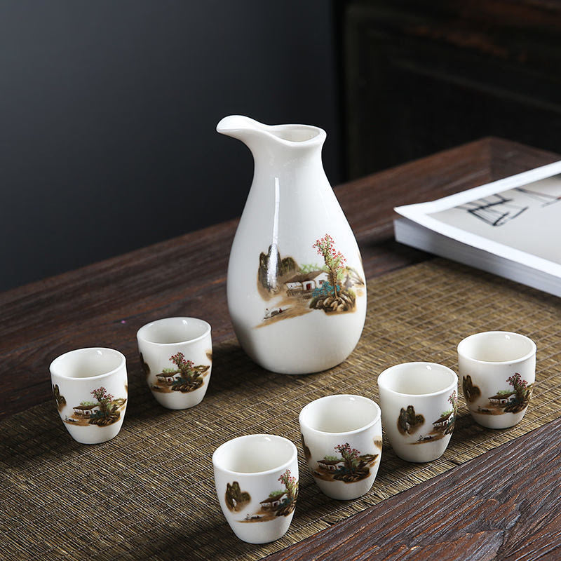 Japanese Style Wine Set Japanese Style Sake Cup Ceramic Jug Wine Dispenser Decanter Small Wine Cup Small Wine Glass One Mouthful acacuss