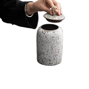 ACACUSS Japanese Ceramic Tea Container Cans Canister | Retro Stoneware | Ceramic Airtight pot Gong Fu | Candy Can | Tea Ceremony Accessories - ACACUSS