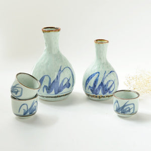 Japanese and Korean Creative Sake Cup Liquor Cup Hand-painted Celadon Jug Wine Set Ceramic Wine Dispenser Sake Set acacuss