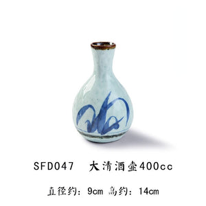 Japanese and Korean Creative Sake Cup Liquor Cup Hand-painted Celadon Jug Wine Set Ceramic Wine Dispenser Sake Set acacuss
