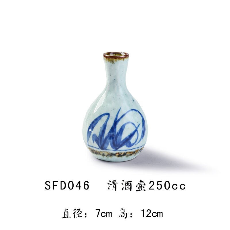 Japanese and Korean Creative Sake Cup Liquor Cup Hand-painted Celadon Jug Wine Set Ceramic Wine Dispenser Sake Set acacuss