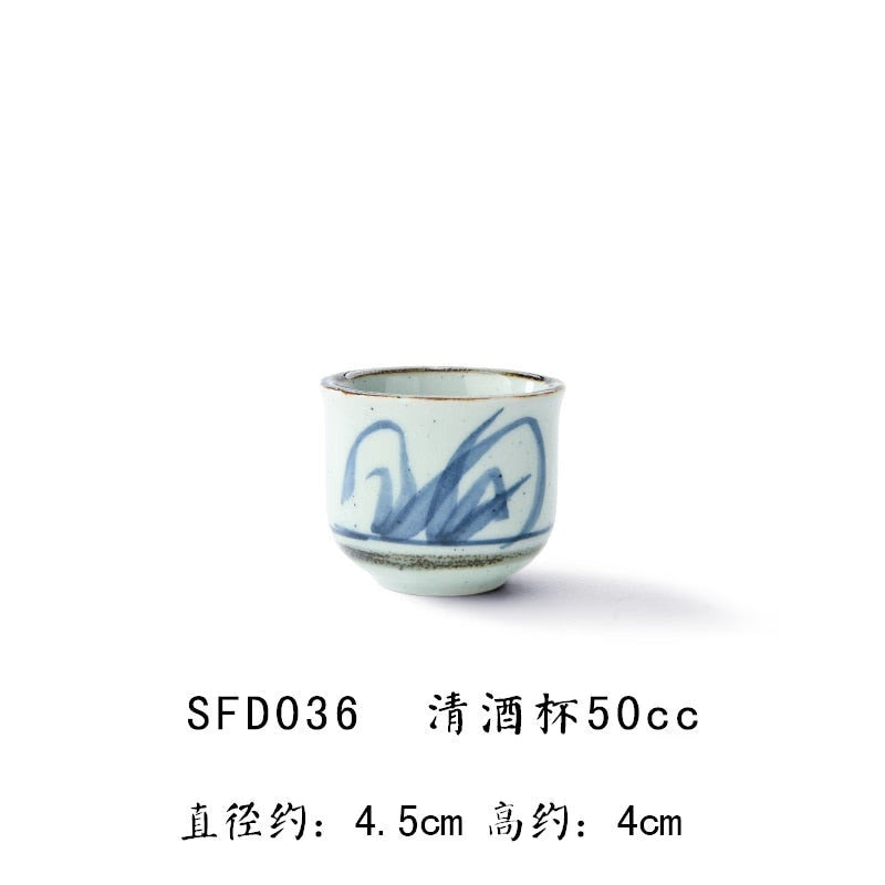 Japanese and Korean Creative Sake Cup Liquor Cup Hand-painted Celadon Jug Wine Set Ceramic Wine Dispenser Sake Set acacuss