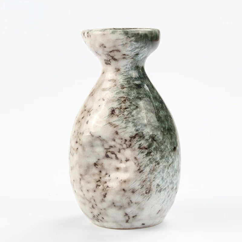 Japanese and Korean Style 200ml Imitation Marbled Round Belly Characteristic Sake Pot Color Glaze Ceramic Small Wine Glass Set acacuss