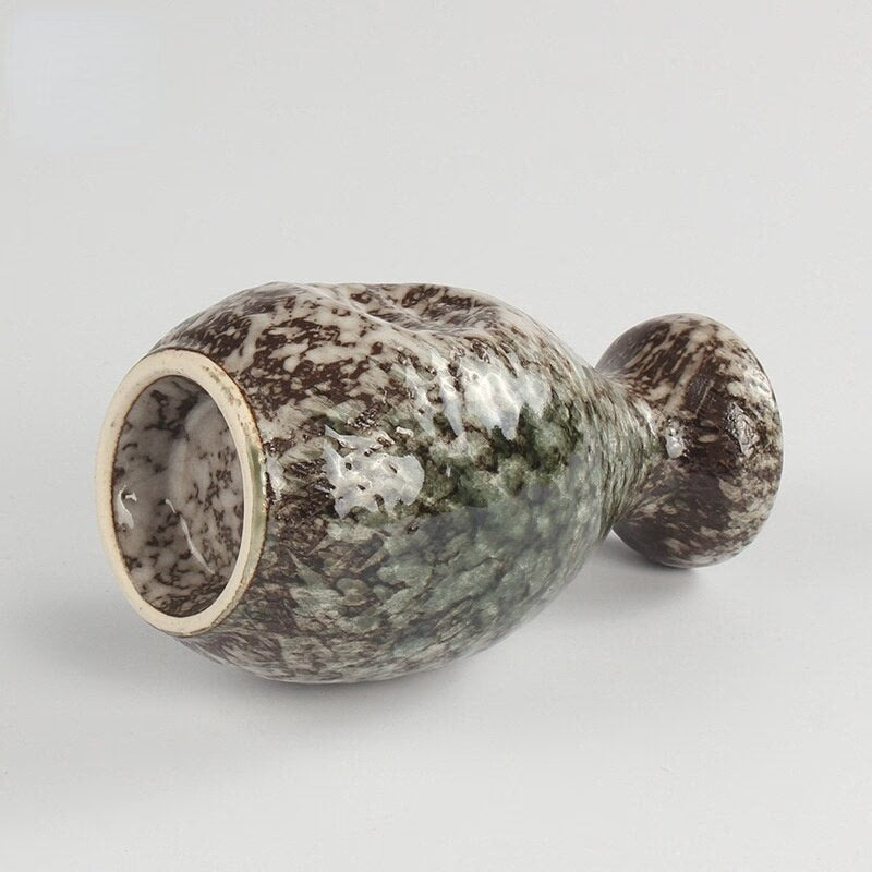 Japanese and Korean Style 200ml Imitation Marbled Round Belly Characteristic Sake Pot Color Glaze Ceramic Small Wine Glass Set acacuss