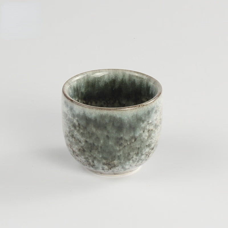 Japanese and Korean Style 200ml Imitation Marbled Round Belly Characteristic Sake Pot Color Glaze Ceramic Small Wine Glass Set acacuss