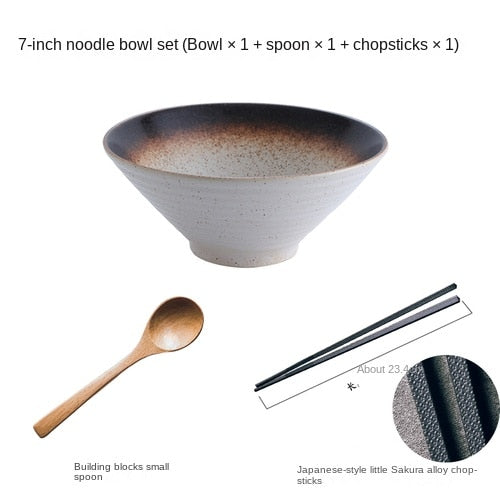 Japanese creative tableware set, commercial bamboo hat ceramic bowl, household large ramen, rice, noodles, soup bowl acacuss