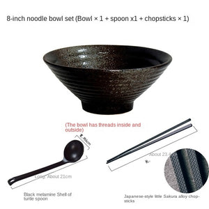 Japanese creative tableware set, commercial bamboo hat ceramic bowl, household large ramen, rice, noodles, soup bowl acacuss