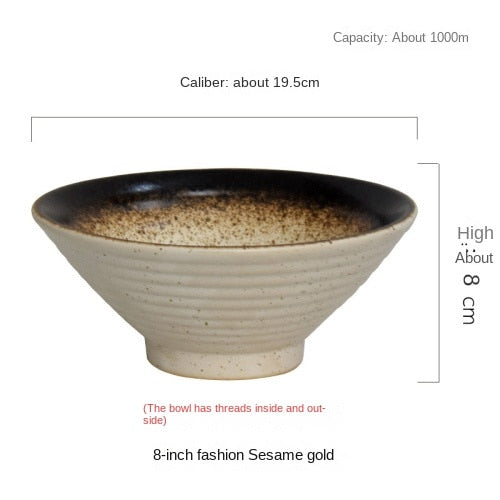 Japanese creative tableware set, commercial bamboo hat ceramic bowl, household large ramen, rice, noodles, soup bowl acacuss