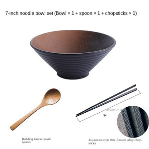 Japanese creative tableware set, commercial bamboo hat ceramic bowl, household large ramen, rice, noodles, soup bowl acacuss