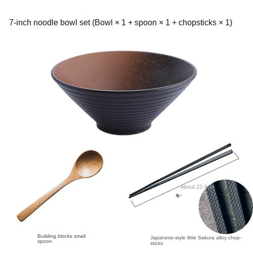 Japanese creative tableware set, commercial bamboo hat ceramic bowl, household large ramen, rice, noodles, soup bowl acacuss