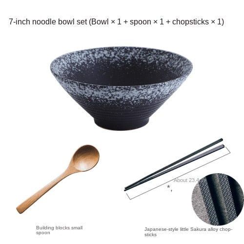 Japanese creative tableware set, commercial bamboo hat ceramic bowl, household large ramen, rice, noodles, soup bowl acacuss