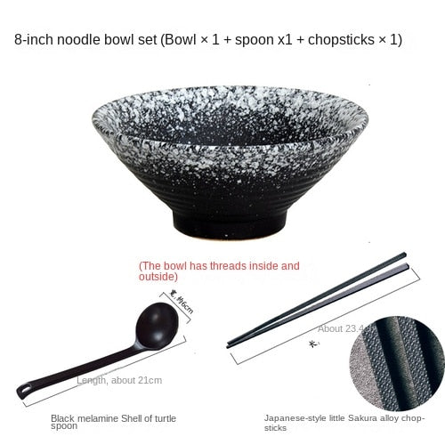 Japanese creative tableware set, commercial bamboo hat ceramic bowl, household large ramen, rice, noodles, soup bowl acacuss