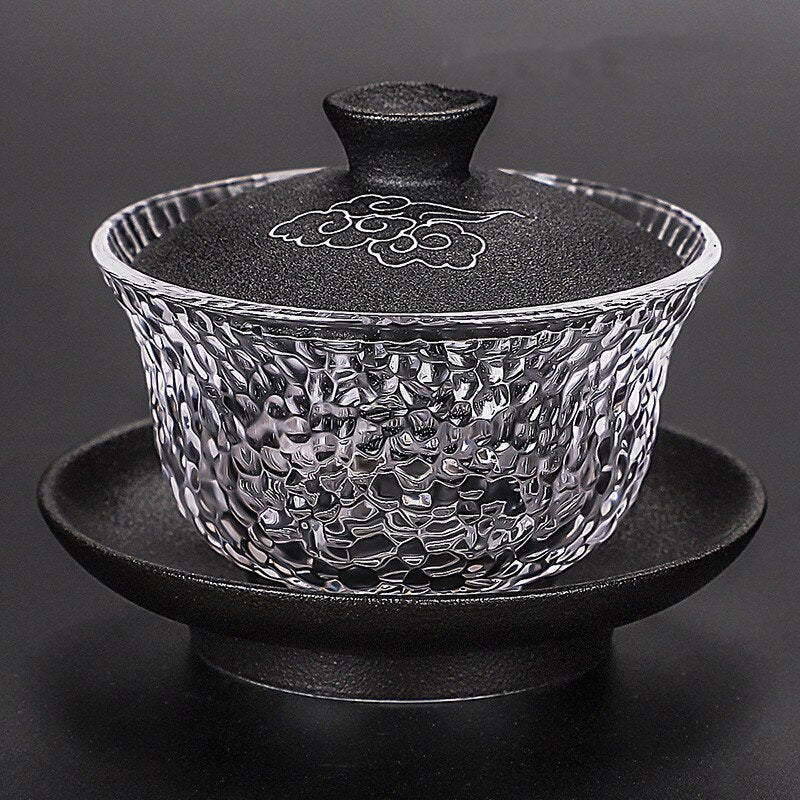 Japanese-style Heat-resistant Glass Gaiwan Ceramic with Cover Teacup Tea Maker Household Transparent Tea Bowl Boutique Tea Set acacuss