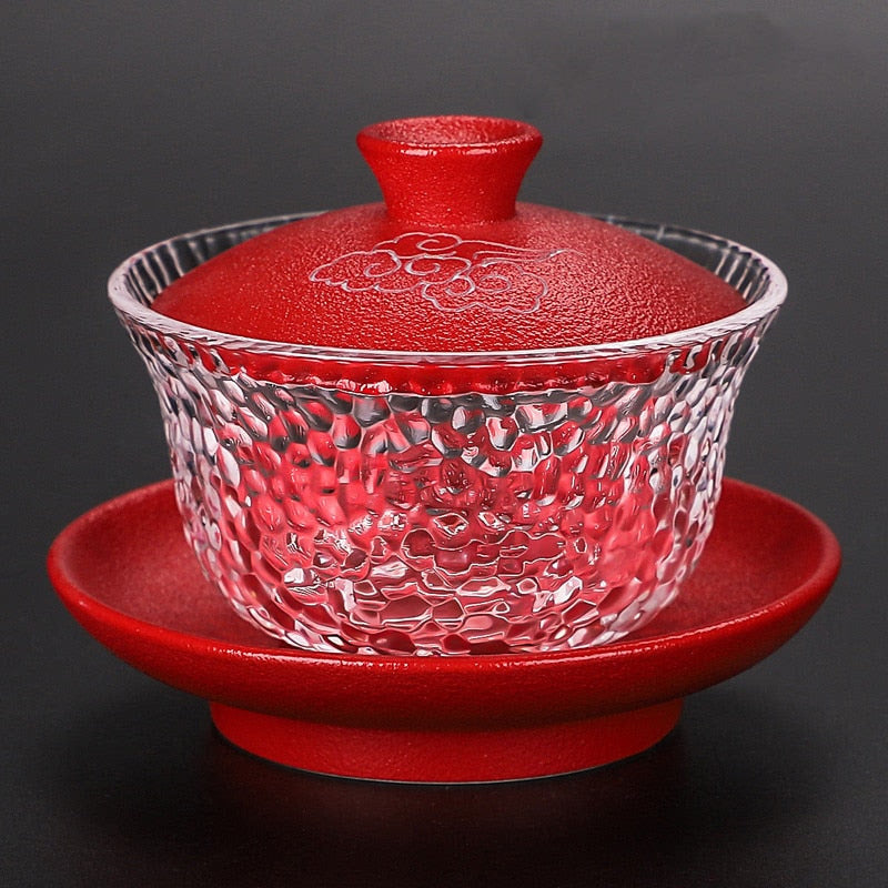 Japanese-style Heat-resistant Glass Gaiwan Ceramic with Cover Teacup Tea Maker Household Transparent Tea Bowl Boutique Tea Set acacuss