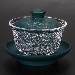 Japanese-style Heat-resistant Glass Gaiwan Ceramic with Cover Teacup Tea Maker Household Transparent Tea Bowl Boutique Tea Set acacuss