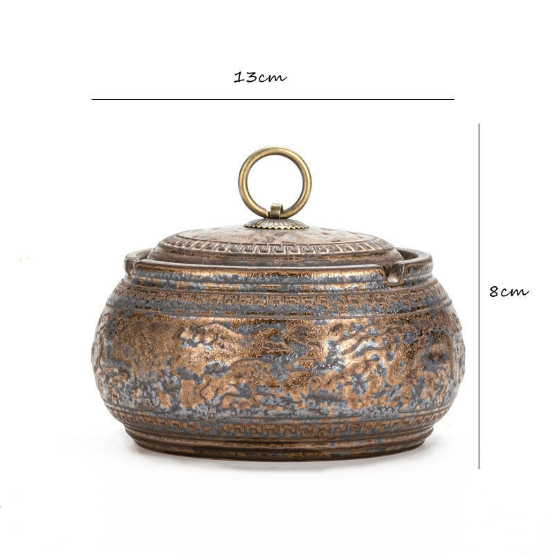 Japanese style rusty ashtray ceramic ancient well ashtray smoke cup home living room decoration office tea desktop ornaments acacuss