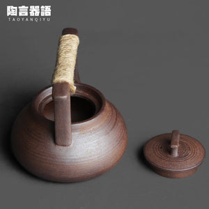 Japanese style teapot handmade retro stoneware Kungfu tea ceremony portable tea maker ceramic teapot tea set acacuss