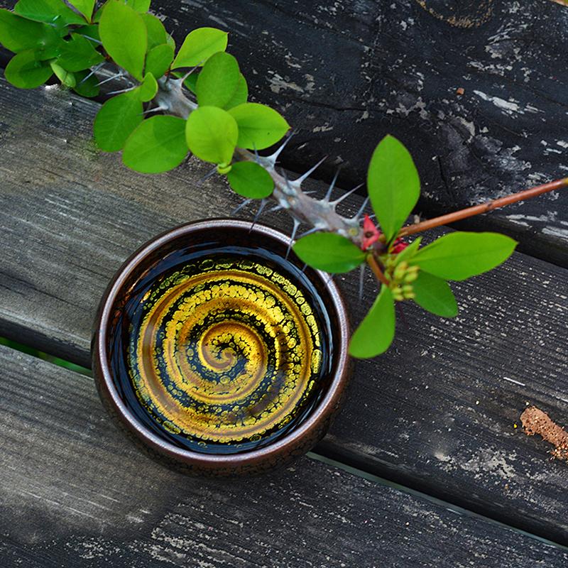 Jian zhan Swirl Tenmoku Tea Cup Natural Clay Glaze Fire in Kiln under 1300 Celcius Porcelain Tea Bowl Ceramic Teacup acacuss