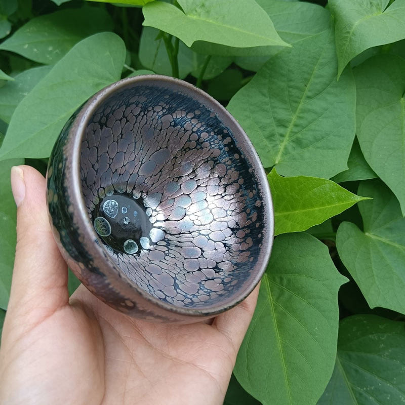 Jian zhan Tenmoku Tea Cup Pink Great Glazed Kiln Fired Tea Bowl Ceramic Natural Clay Glaze Chinese Intangible Cultural Heritage acacuss