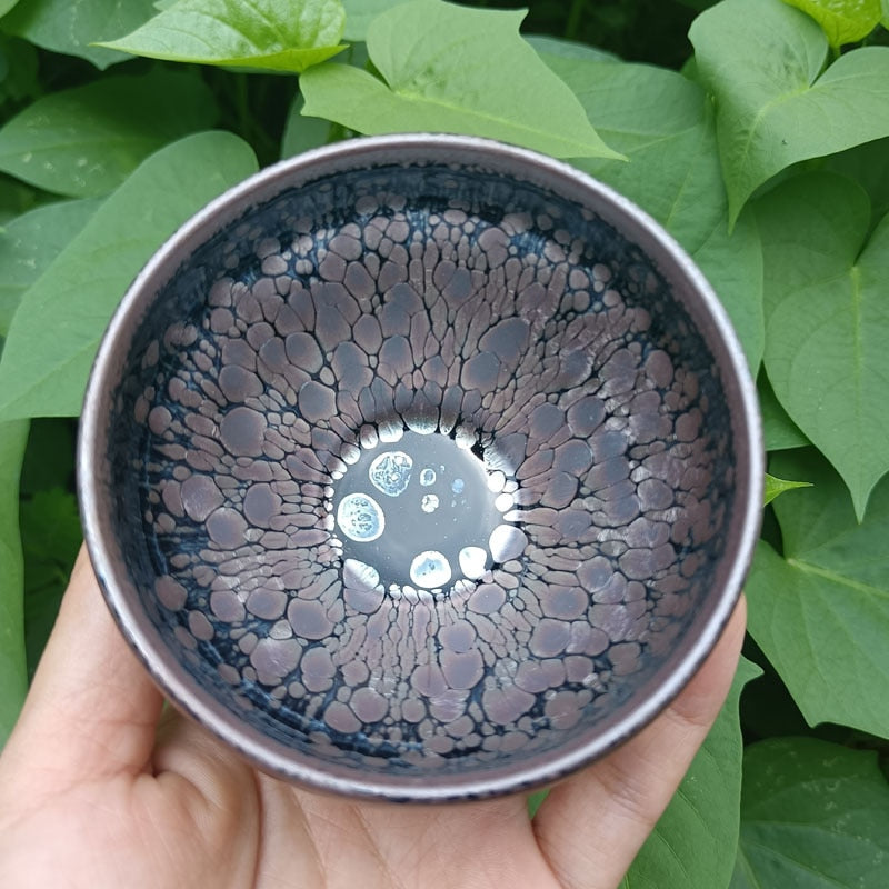 Jian zhan Tenmoku Tea Cup Pink Great Glazed Kiln Fired Tea Bowl Ceramic Natural Clay Glaze Chinese Intangible Cultural Heritage acacuss