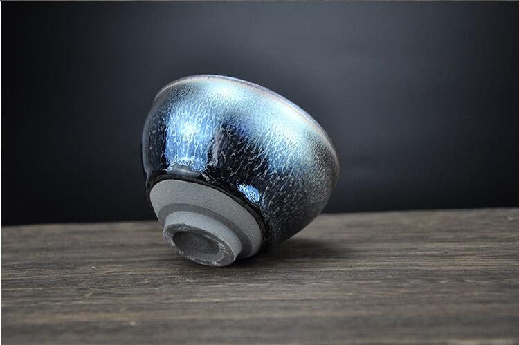 Jianzhan China Teacups Song Craftmanship Tenmoku Pottery Glaze Bowl Blue Dinkware Tea Service Tea Gift Sets acacuss