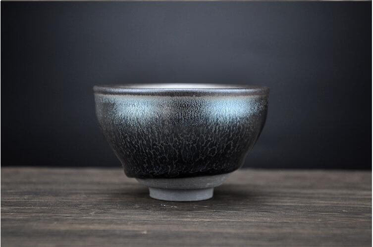 Jianzhan China Teacups Song Craftmanship Tenmoku Pottery Glaze Bowl Blue Dinkware Tea Service Tea Gift Sets acacuss