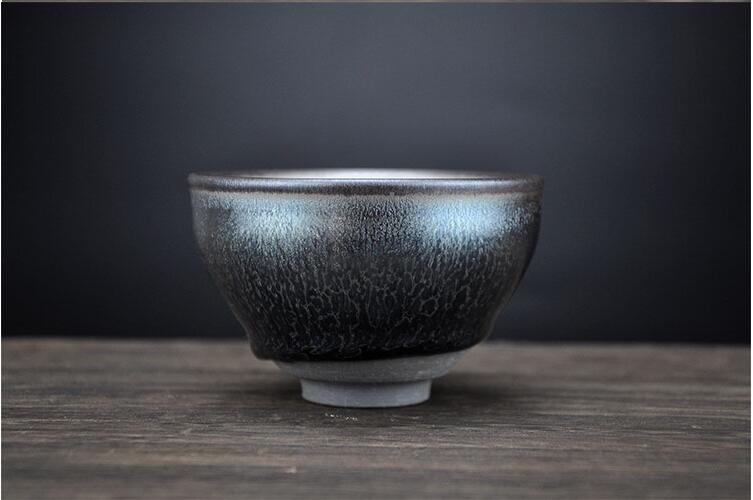 Jianzhan China Teacups Song Craftmanship Tenmoku Pottery Glaze Bowl Blue Dinkware Tea Service Tea Gift Sets acacuss