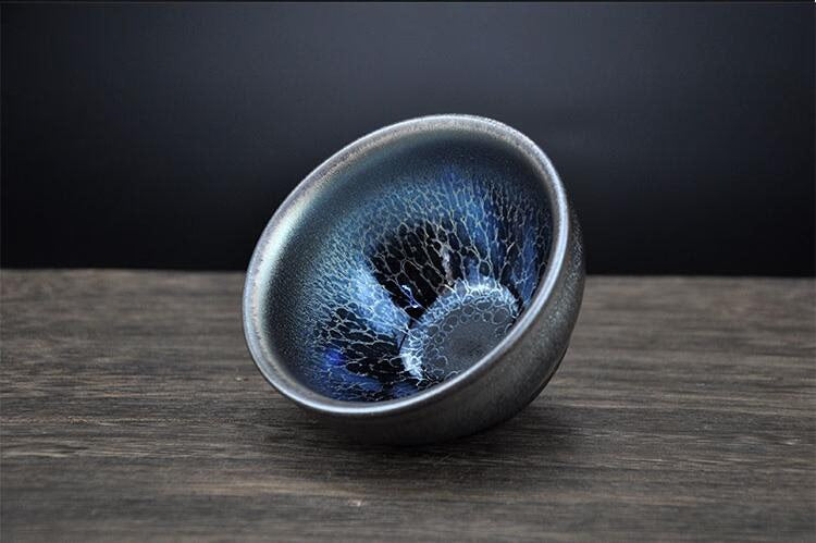 Jianzhan China Teacups Song Craftmanship Tenmoku Pottery Glaze Bowl Blue Dinkware Tea Service Tea Gift Sets acacuss