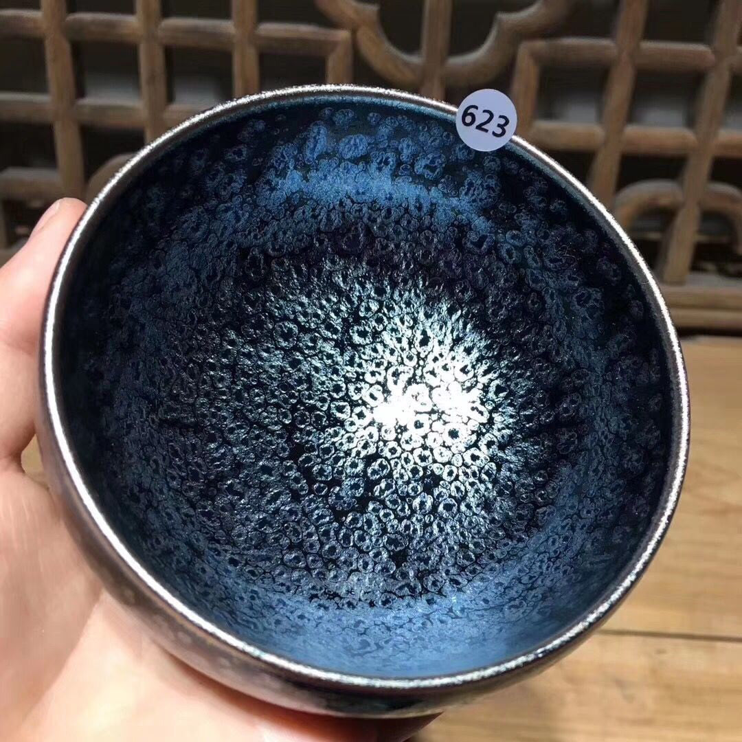 Jianzhan Chinese Traditional Skill Tenmoku Tea Bowl Sky Eye Drinkware Matcha Chawan Bowl Oil Spot Japanese Tea Utensils Handmade acacuss