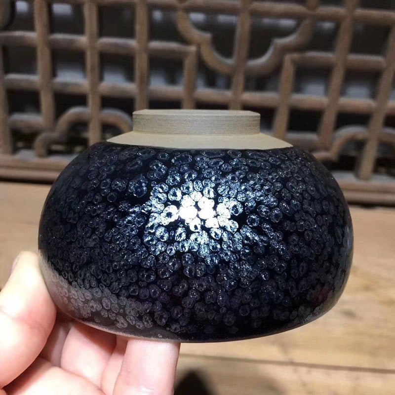 Jianzhan Chinese Traditional Skill Tenmoku Tea Bowl Sky Eye Drinkware Matcha Chawan Bowl Oil Spot Japanese Tea Utensils Handmade acacuss