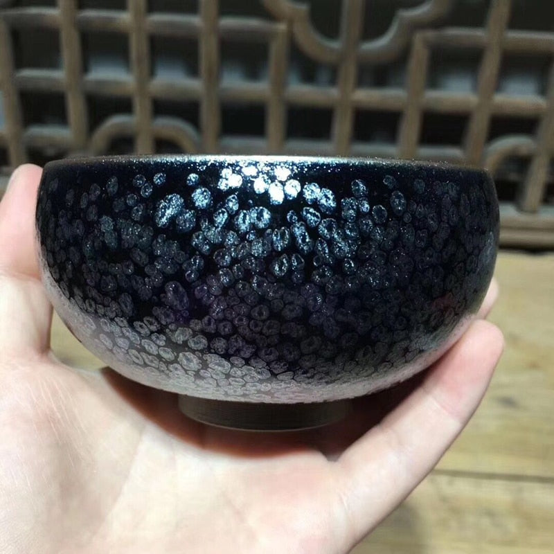 Jianzhan Chinese Traditional Skill Tenmoku Tea Bowl Sky Eye Drinkware Matcha Chawan Bowl Oil Spot Japanese Tea Utensils Handmade acacuss
