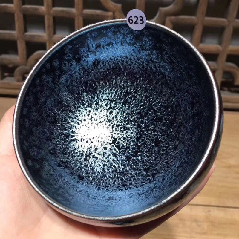 Jianzhan Chinese Traditional Skill Tenmoku Tea Bowl Sky Eye Drinkware Matcha Chawan Bowl Oil Spot Japanese Tea Utensils Handmade acacuss