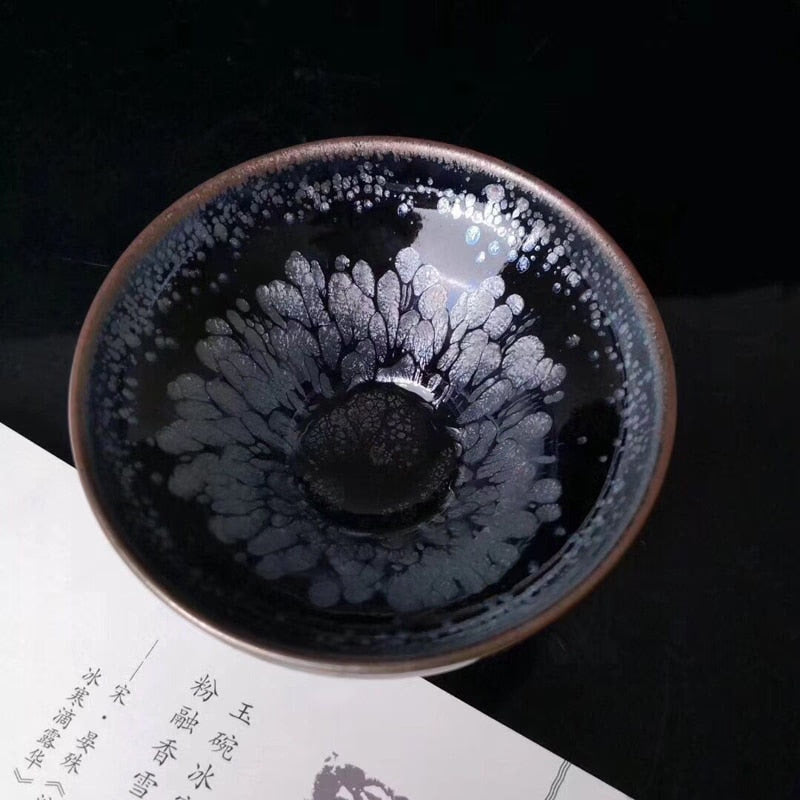 Jianzhan Chinese Vintage Tea Cup Jian Ware Handleless Tea Cups Oil Glaze Tenmoku Pottery Health Benefits more use more beautiful acacuss