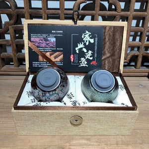 Jianzhan Giftbox 2pcs/set Beautiful Tenmoku Teacups China Porcelain Tea Bowl Heat-resistant Kiln Fired Eco-friendly acacuss