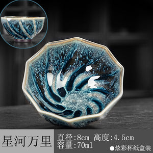 Jianzhan Kiln Becomes Tea Cup Tianmu Glazed Star Sky Tea Cup Ceramic Master Cup Brushed Kung Fu Tea Set Household Business Gift acacuss