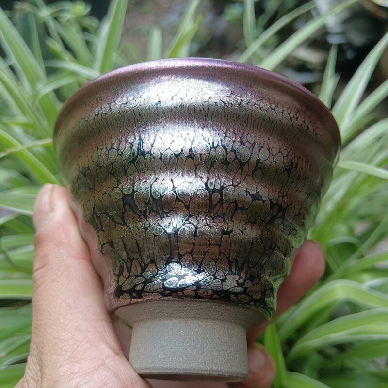Jianzhan Pink Tenmoku Teacup Beautiful Glaze Special Shape Natural Clay Fired in Kiln Gift Chinese Song Dynasty's Crafts Culture acacuss
