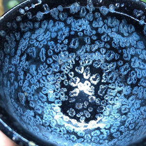 Jianzhan Tenmoku Glaze Tea Cup Pottery Chawan Blue Rare Sky Eye Pattern Handmade Chinese Porcelain Best for Tea Ceremony acacuss